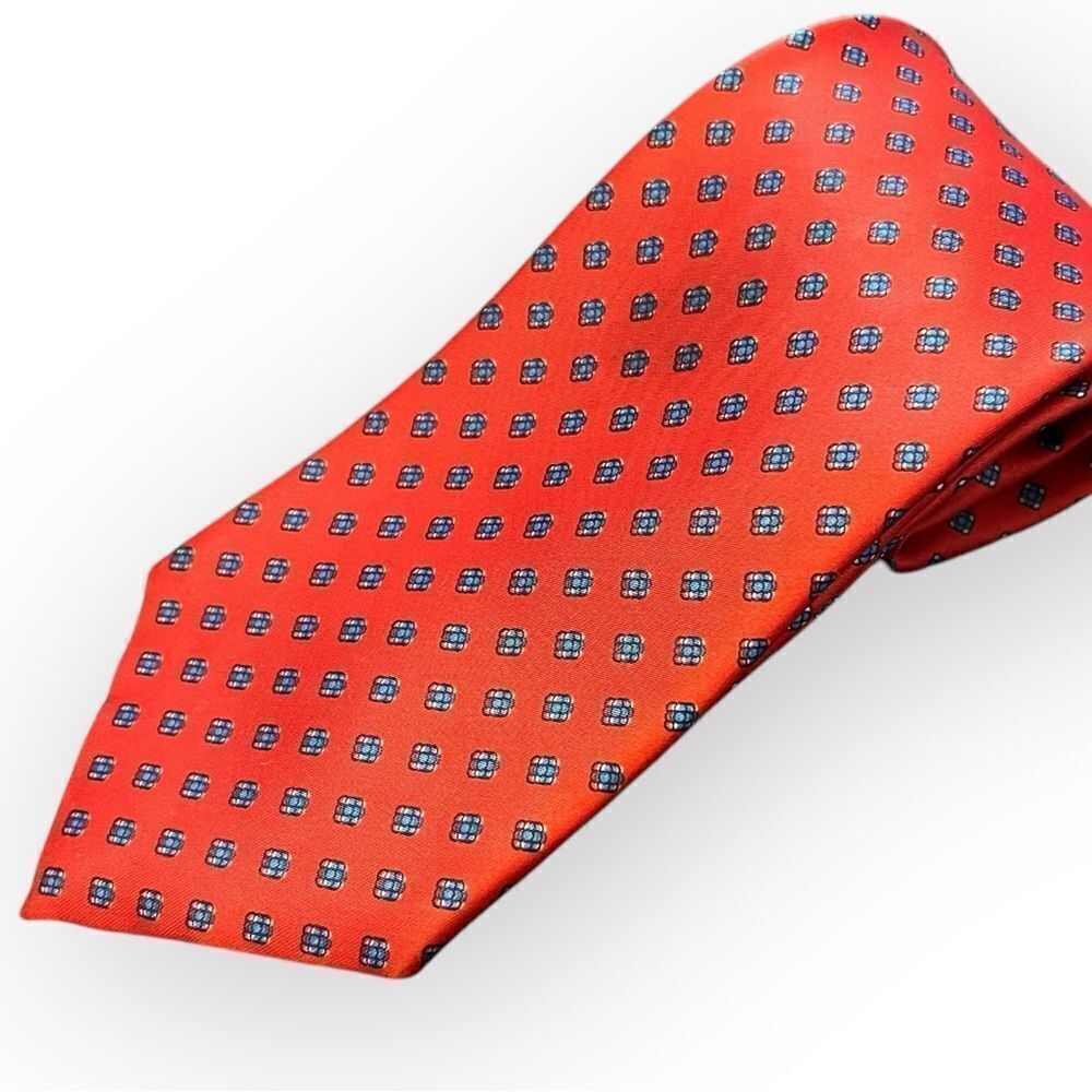 Beau Brummel Silk Tie Red with Turquoise Print Dots Power‎ Tie Professional